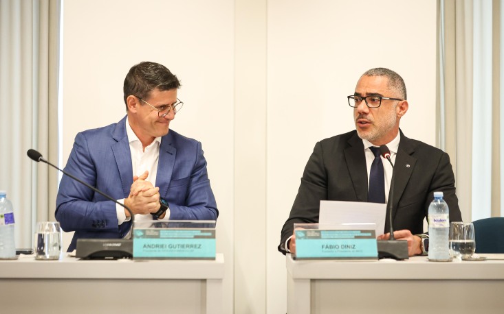 Andriei Gutierrez, presidente do CEDI da FecomercioSP, e F&aacute;bio Diniz, presidente do INCC (Foto: Edilson Dias)