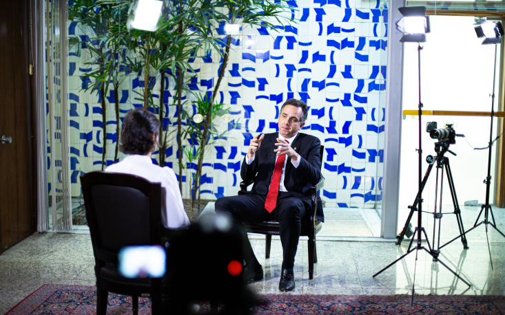 Bastidores do bate-papo com o presidente do Senado