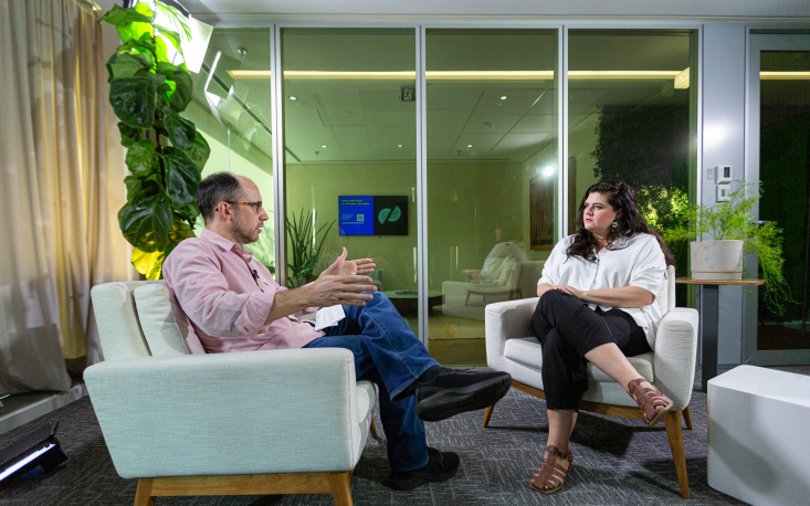 Humberto Dantas e Graziella Testa durante o bate-papo (Cr&eacute;dito: UM BRASIL)