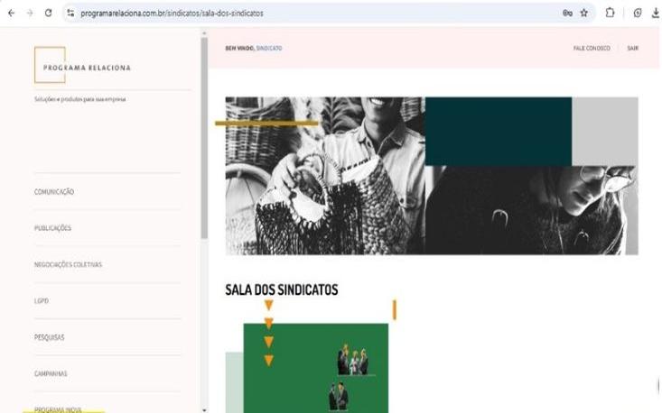 Selecione a op&ccedil;&atilde;o programa Inova, na lateral esquerda da sua tela