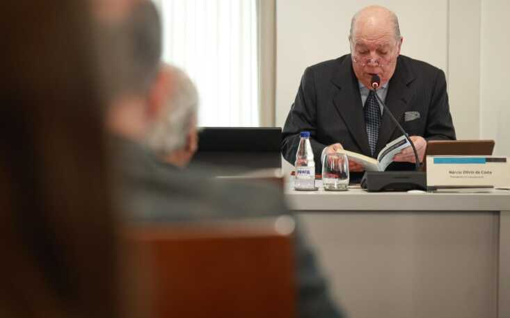 M&aacute;rcio Ol&iacute;vio F. da Costa, presidente do CAT, inicia o debate sobre o Imposto Seletivo (Cr&eacute;dito: Edilson Dias/FecomercioSP)