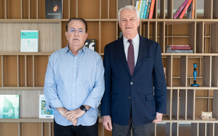 Luiz Carlos Motta, presidente da Fecomerci&aacute;rios, ao lado de Ivo Dall'Acqua J&uacute;nior, presidente em exerc&iacute;cio da FecomercioSP / Foto: Edilson Dias