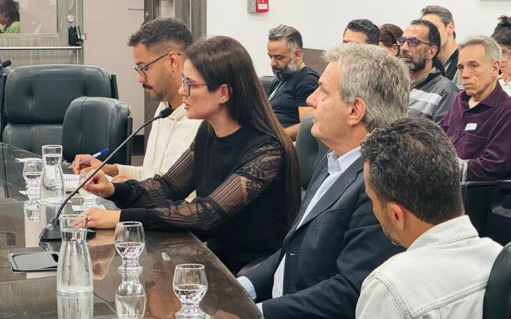A assessora Alexsandra Ricci durante sua exposi&ccedil;&atilde;o na reuni&atilde;o participativa (Cr&eacute;dito: FecomercioSP) 