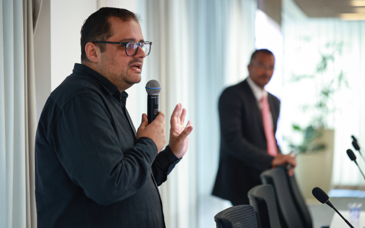 Al&eacute;m de Reinaldo Mendes, que falou sobre a estrutura da Entidade, Thiago Carvalho falou do trabalho do Conselho de Economia (Imagem: Edilson Dias)