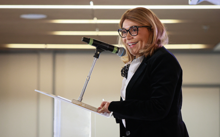 A vereador Cris Monteiro (Novo/SP) fala de empreendedorismo &agrave; plateia da federa&ccedil;&atilde;o e dos sindicatos filiados (Imagem: Edilson Dias)