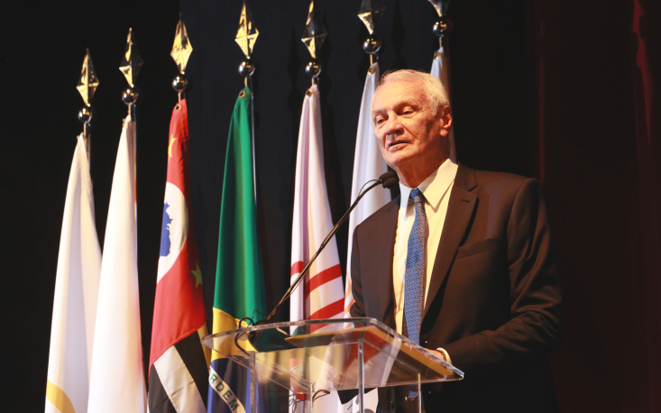 Ivo Dall&rsquo;Acqua Junior, presidente da FecomercioSP, discursa durante a cerim&ocirc;nia de posse, realizada no Sesc 14 Bis, na capital paulista, na quarta-feira (24 de junho). Foto: Edilson Dias